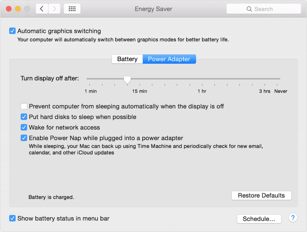 laptop power usage settings